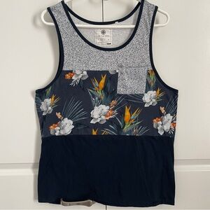 On The Byas Men’s Tank Top – Size M – Colorblock Floral Tropical Print